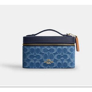 NEW Coach Cosmetic Case In Signature Denim NWT